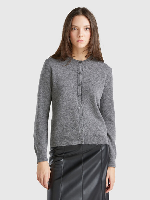 Cárdigan gris oscuro de 100 % cachemir Mujer