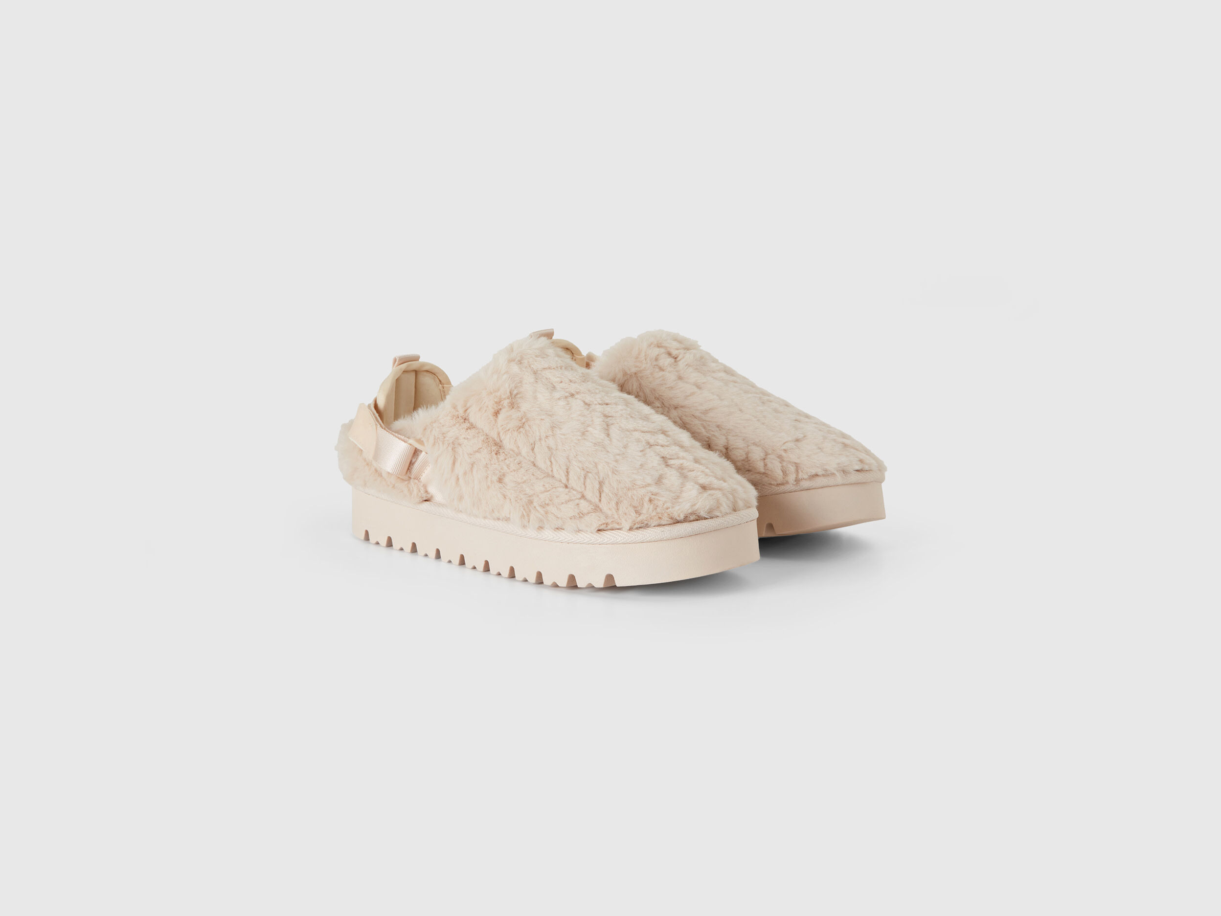 Zuecos de pelo sintético - Beige | Benetton