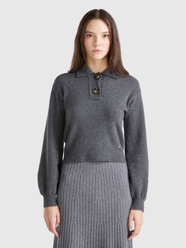 Polo de punto cropped Mujer