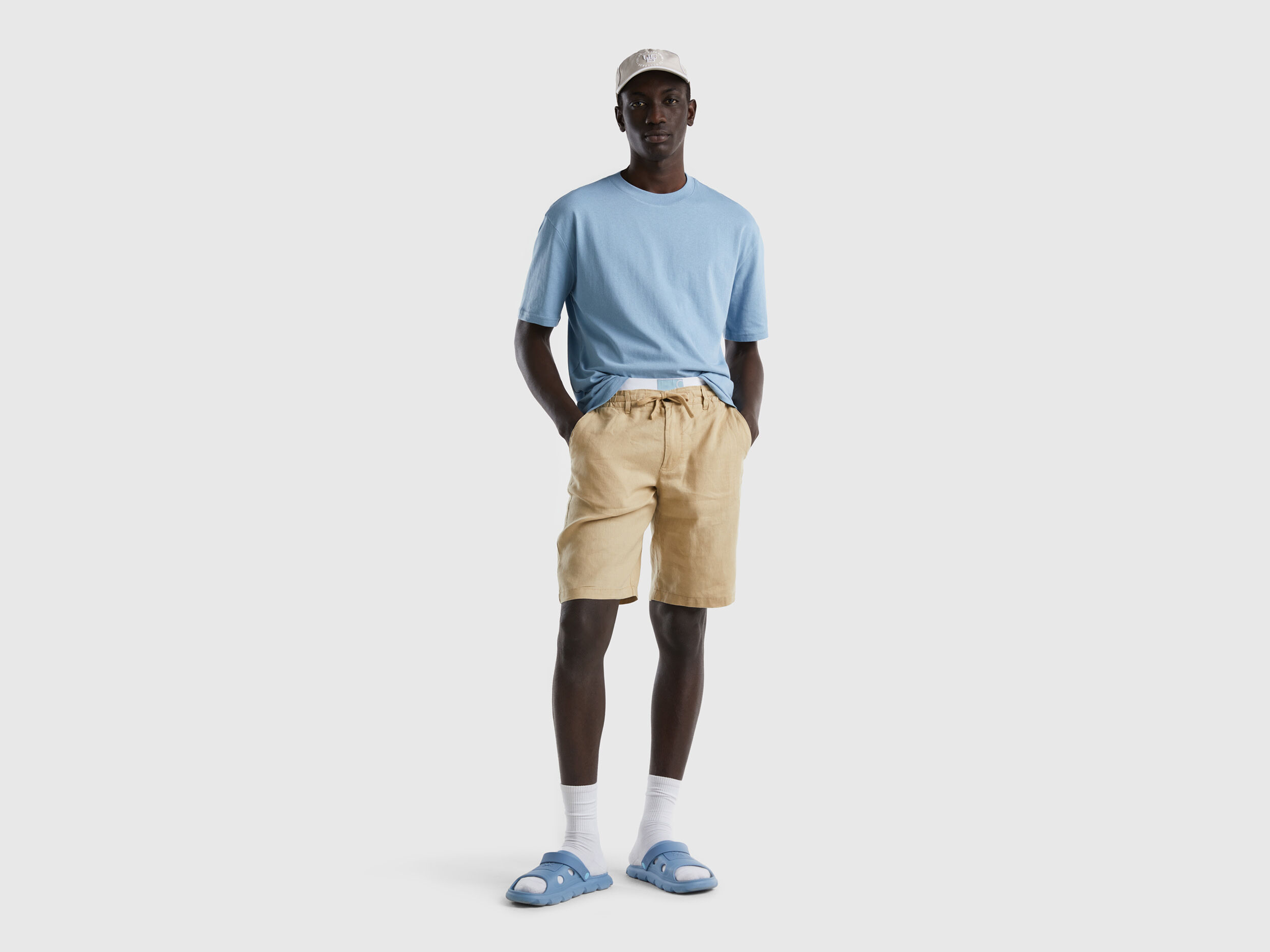 Bermudas de 100 lino Beige Benetton