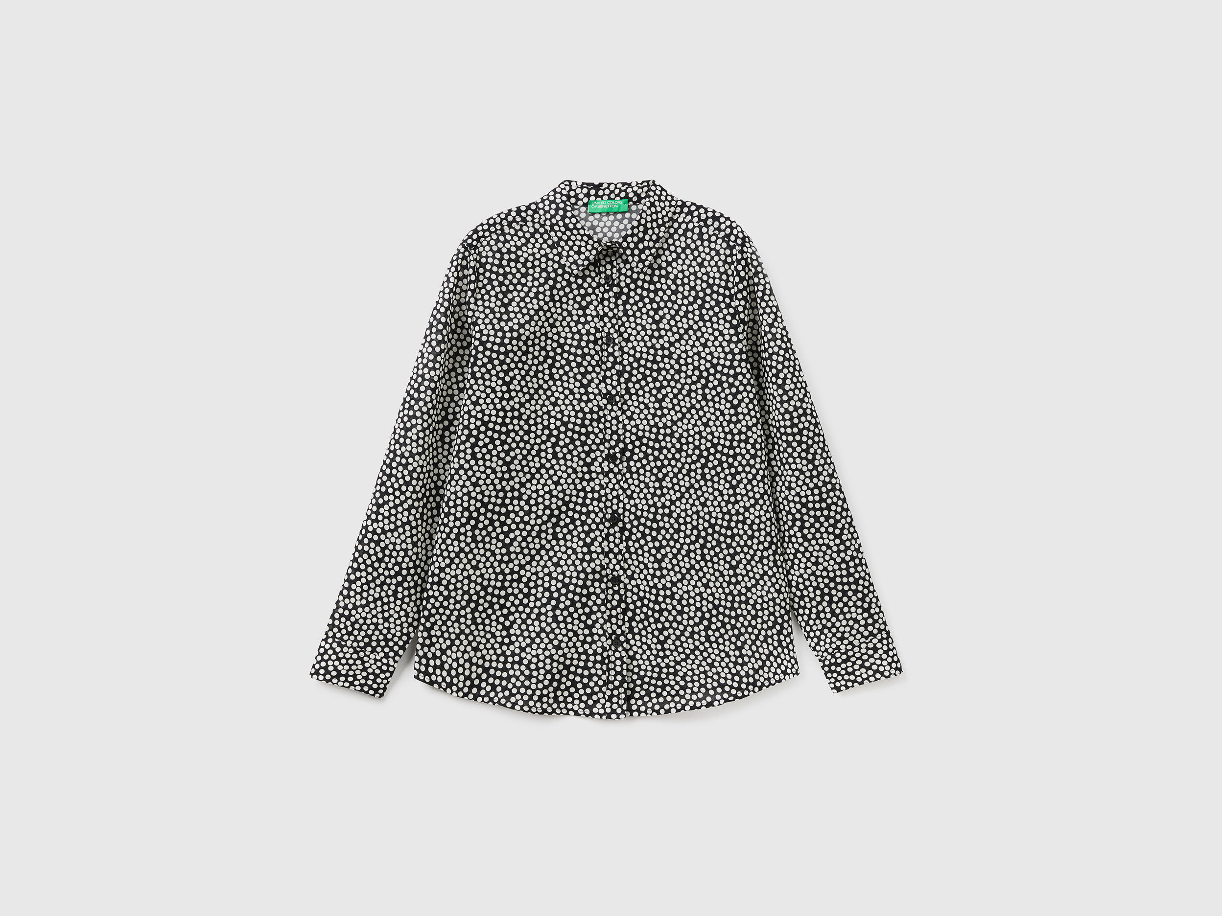 Camisa negra con lunares blancos Negro Benetton