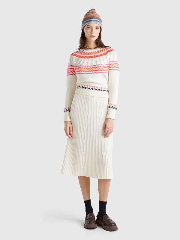 Falda midi de punto Mujer