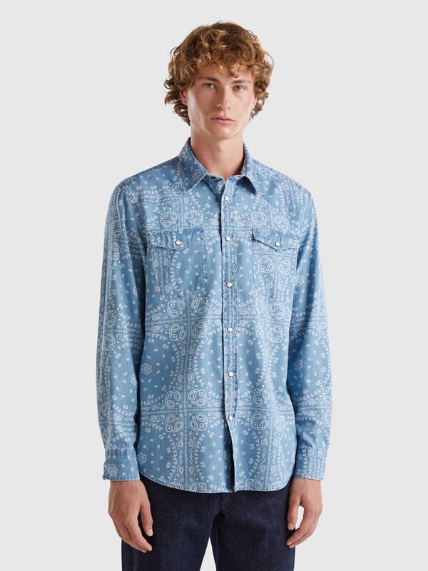 Camisa western de cambray Hombre