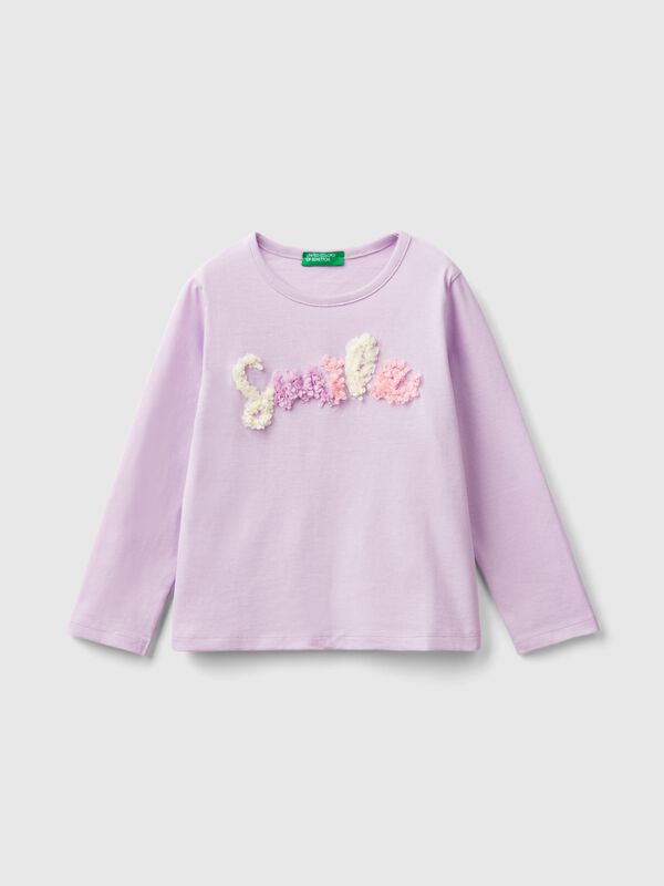 Camiseta con aplicación de efecto pétalos Niña