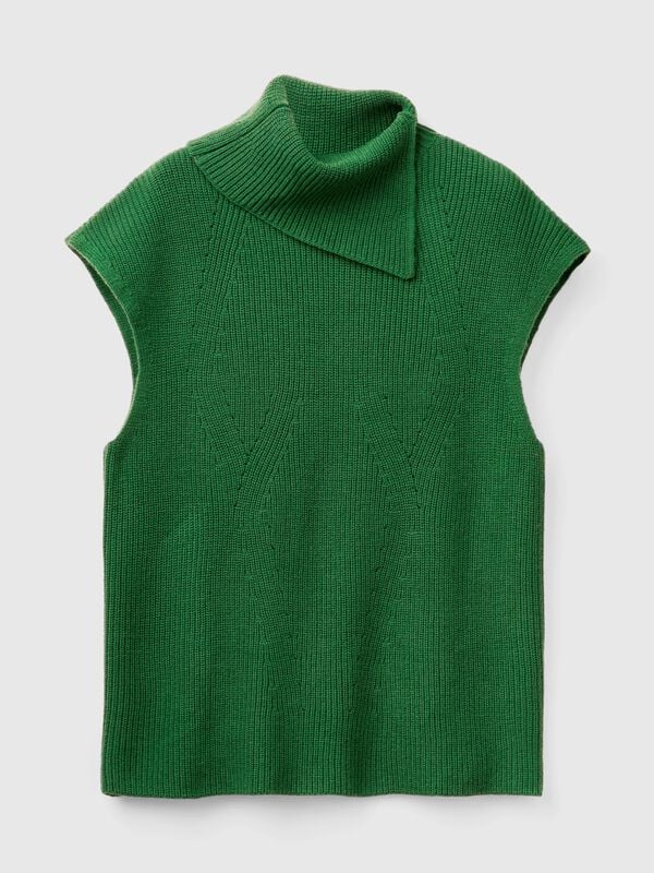 Chaleco largo con cuello alto Mujer