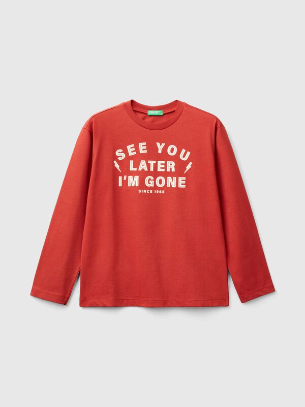 Camiseta de algodón cálido con estampado por delante y por detrás Niño