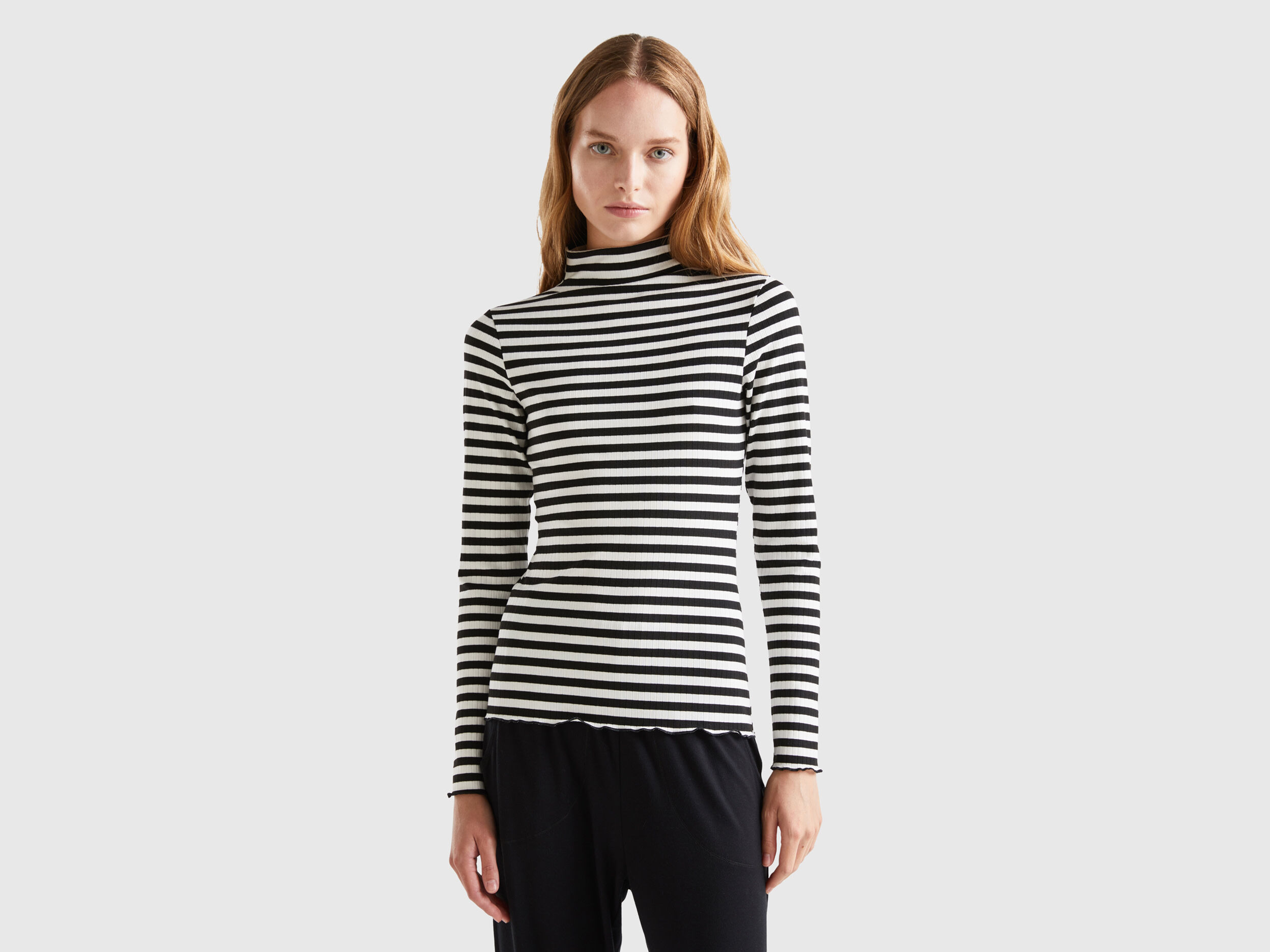 Camiseta cuello alto rayas mujer best sale