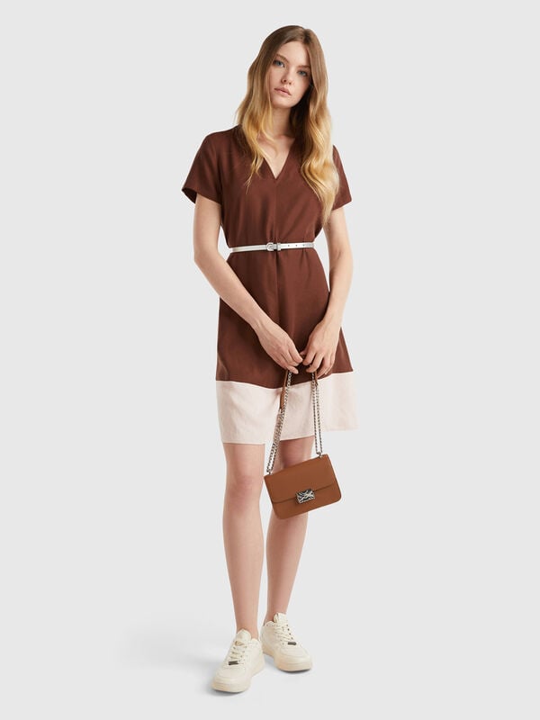 Vestido evasé en mezcla de Modal Mujer