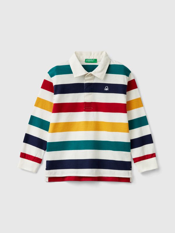 Polo de rugby de rayas de 100 % algodón Niño