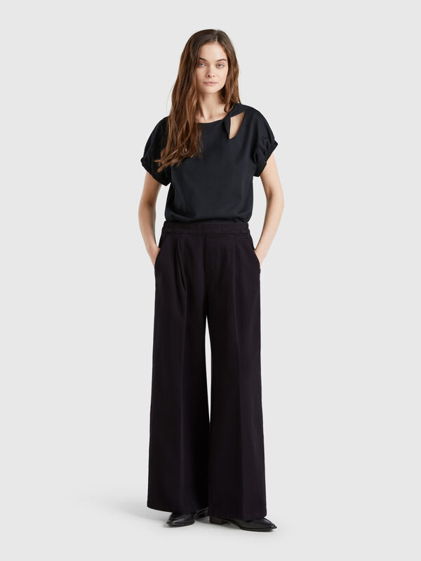 Pantalón palazzo de talle alto Mujer