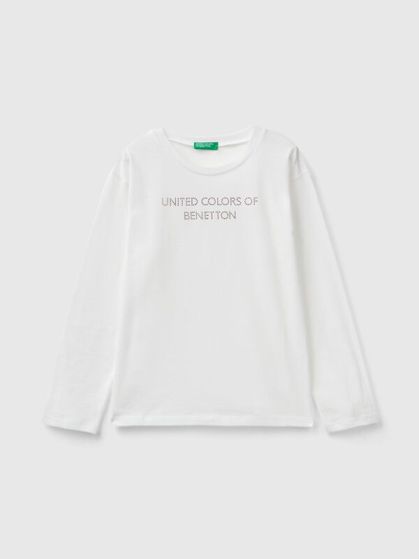 Camiseta con logotipo de strass Niña