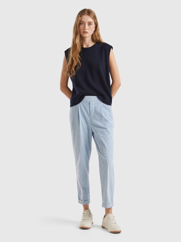 Pantalones chinos de pana con cintura elástica Mujer