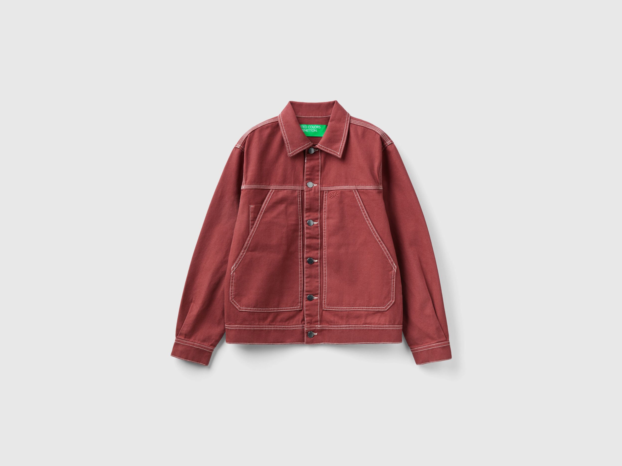 Chaqueta de tela de algodon Burdeos Benetton