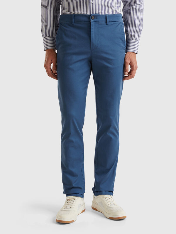 Chinos slim fit de algodón elástico Chinos slim fit de algodón elástico Hombre