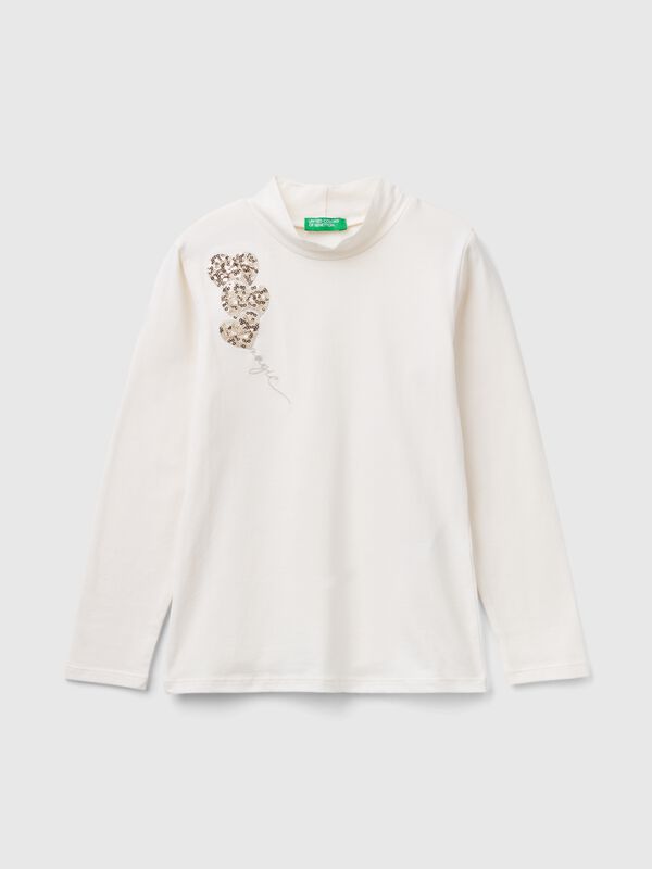 Jersey de cuello alto con lentejuelas Niña