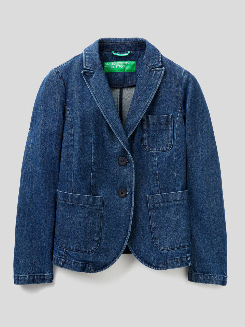 Blazer entallado en denim de algodón Mujer image number 1
