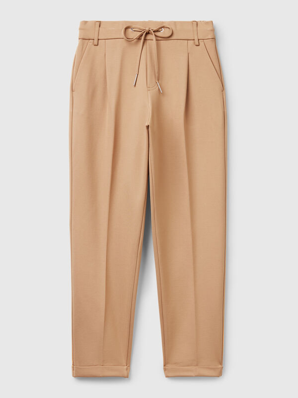 Pantalón de color liso con cordón Mujer