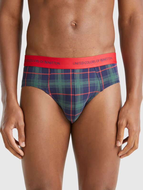 Slip de tartán verde y azul Hombre