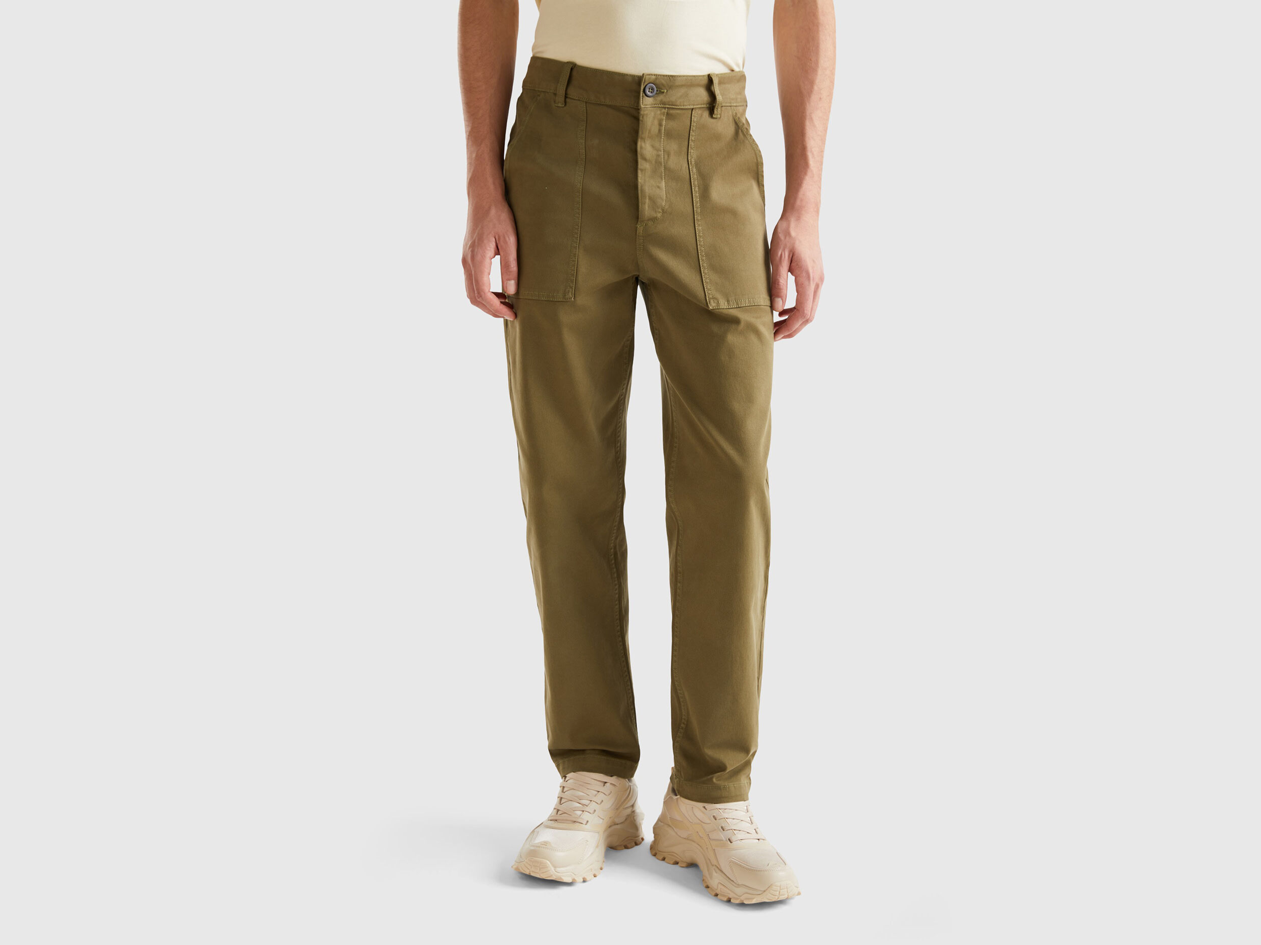 Pantalon recto de tiro bajo Militar Benetton