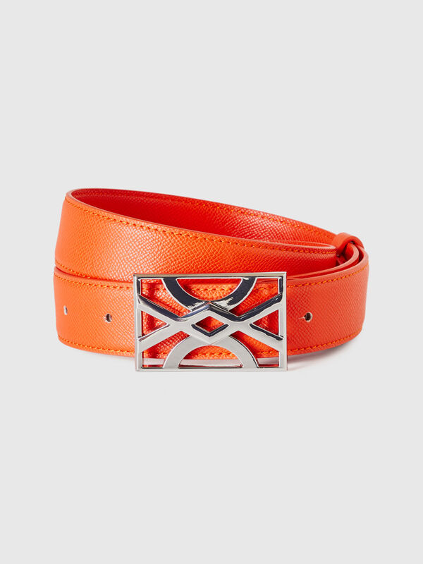 Cinturón naranja con hebilla con logotipo Mujer