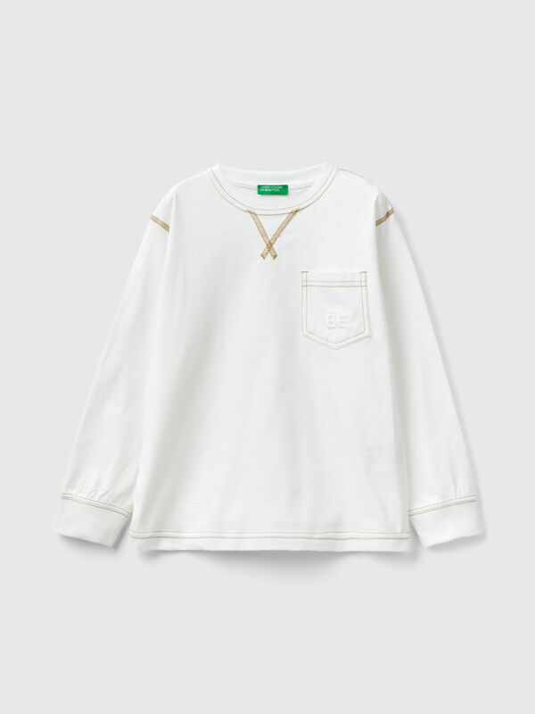 Camiseta de algodón cálido con bolsillo Niño