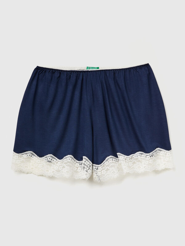 Shorts fluidos con encaje Mujer