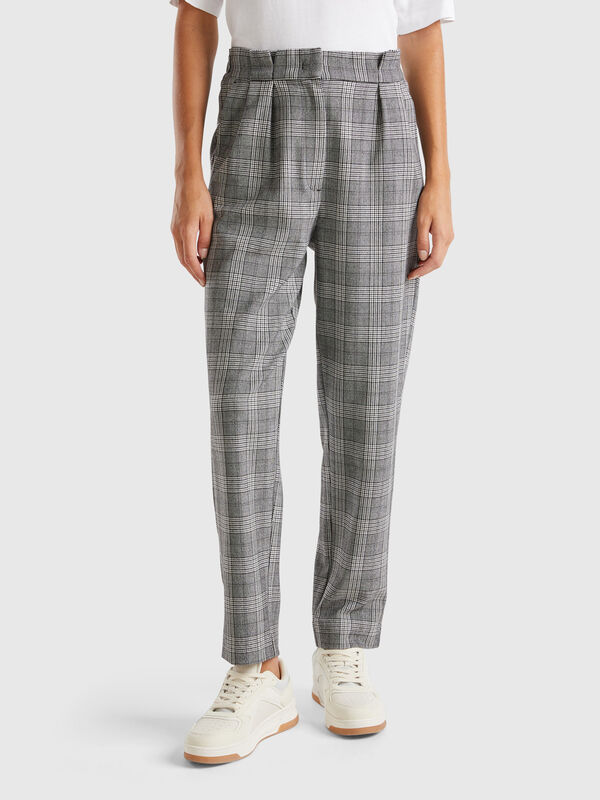 Pantalón de pata de gallo de franela Mujer