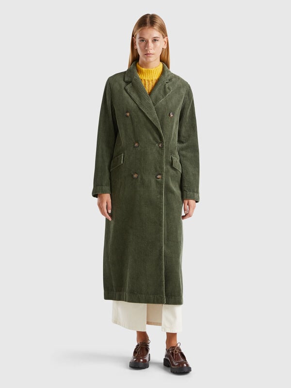 Gabardina cruzada de pana Mujer