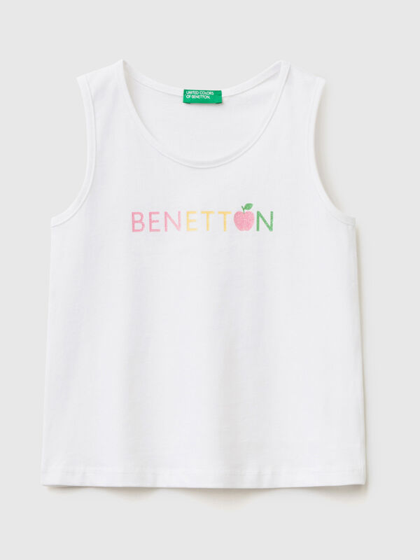 Camiseta de algodón orgánico con logotipo y sin mangas Niña