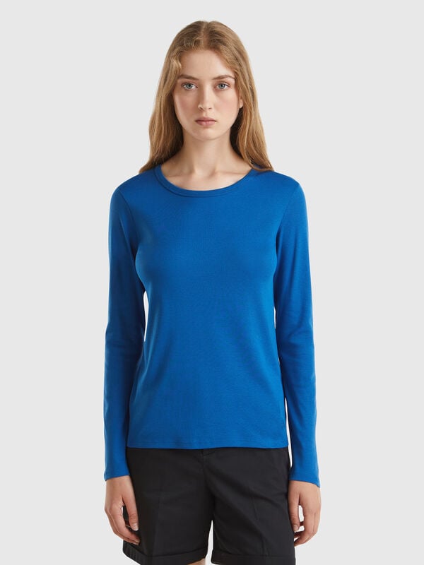 Camiseta de manga larga de algodón puro Mujer