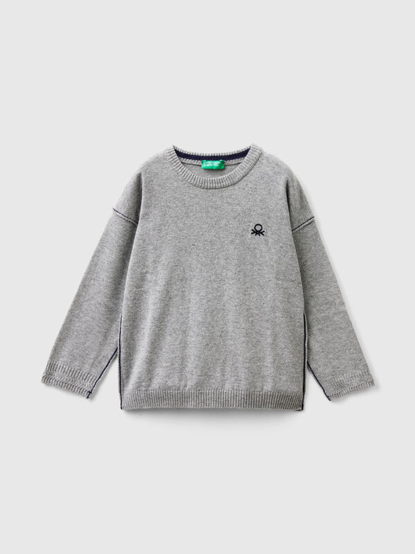 Jersey de cuello redondo con bordado Niño