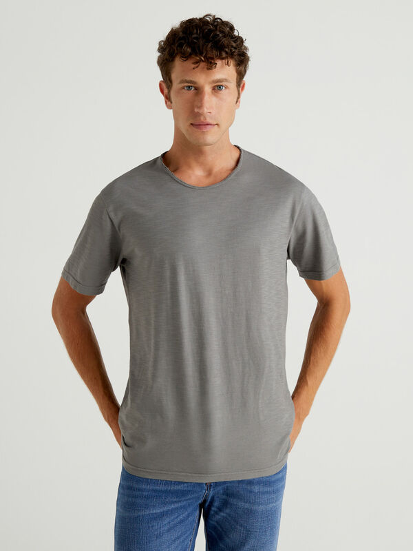 Camiseta gris oscuro de algodón flameado Hombre