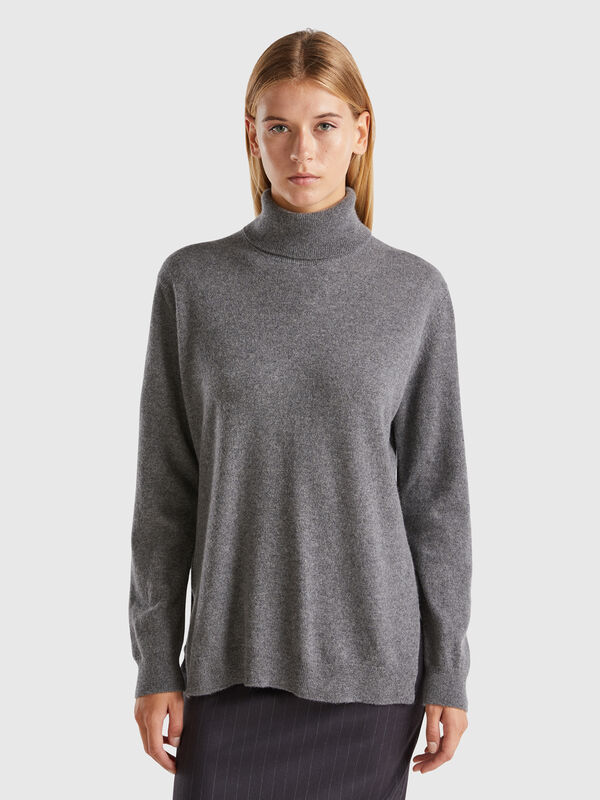 Jersey oversize de cuello cisne de 100 % cachemir Mujer