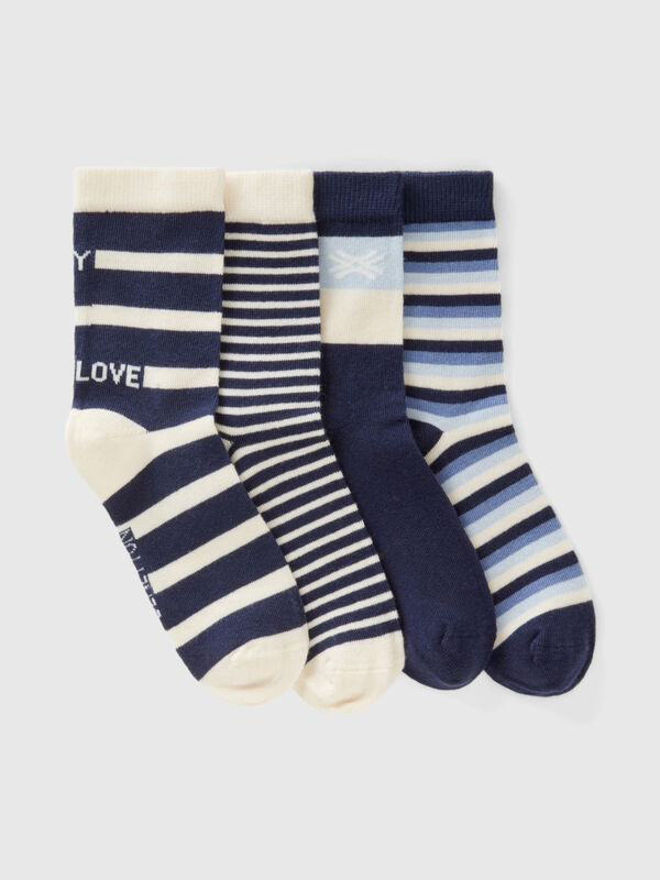Pack de calcetines de jacquard con rayas azules Niño
