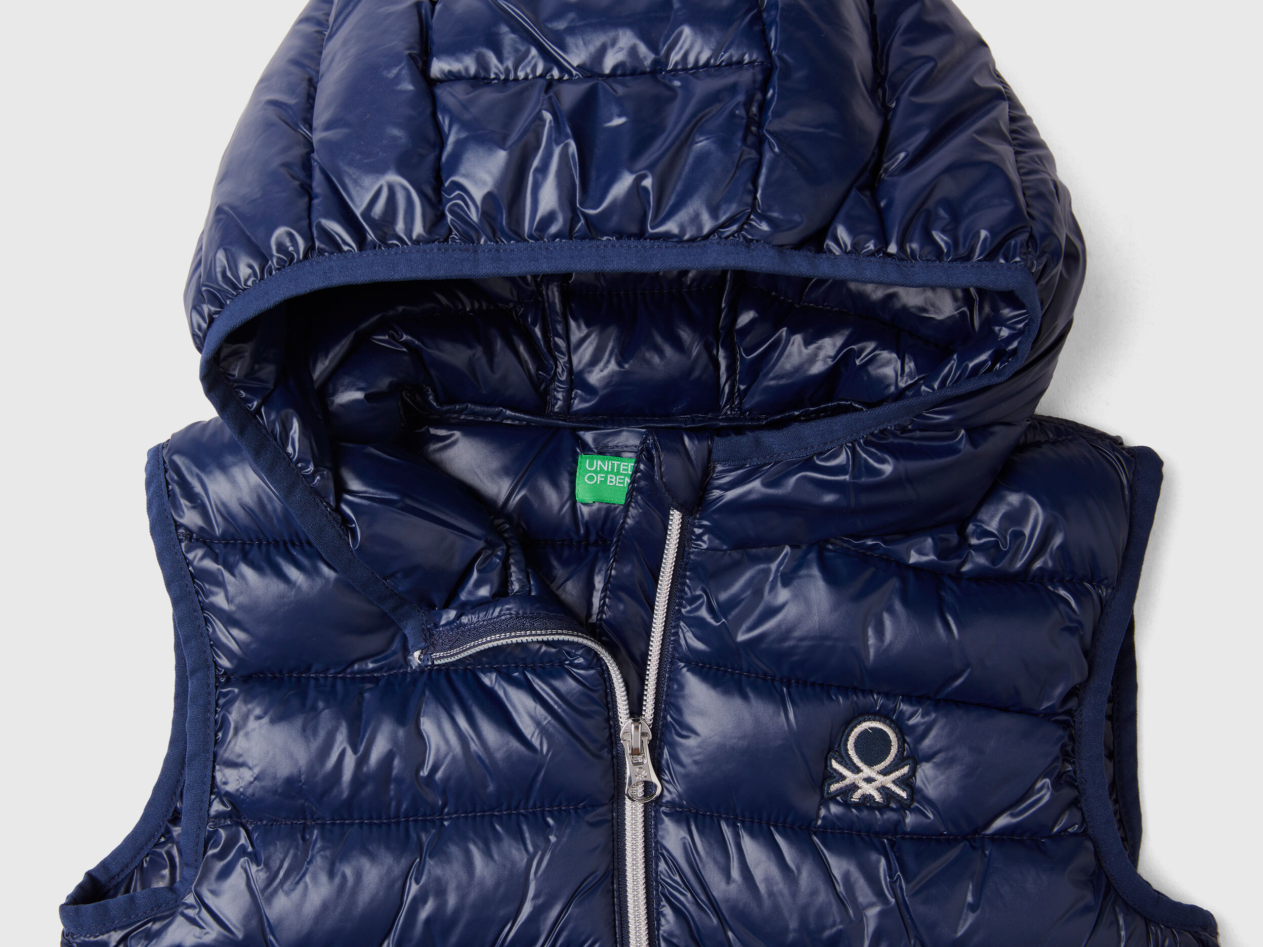 Chaleco acolchado con capucha Azul Oscuro Benetton