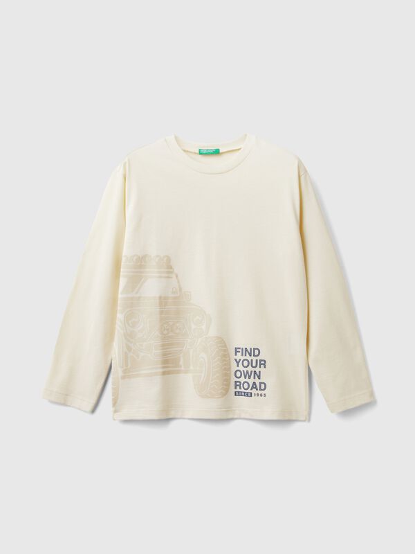 Camiseta de algodón cálido con estampado por delante y por detrás Niño