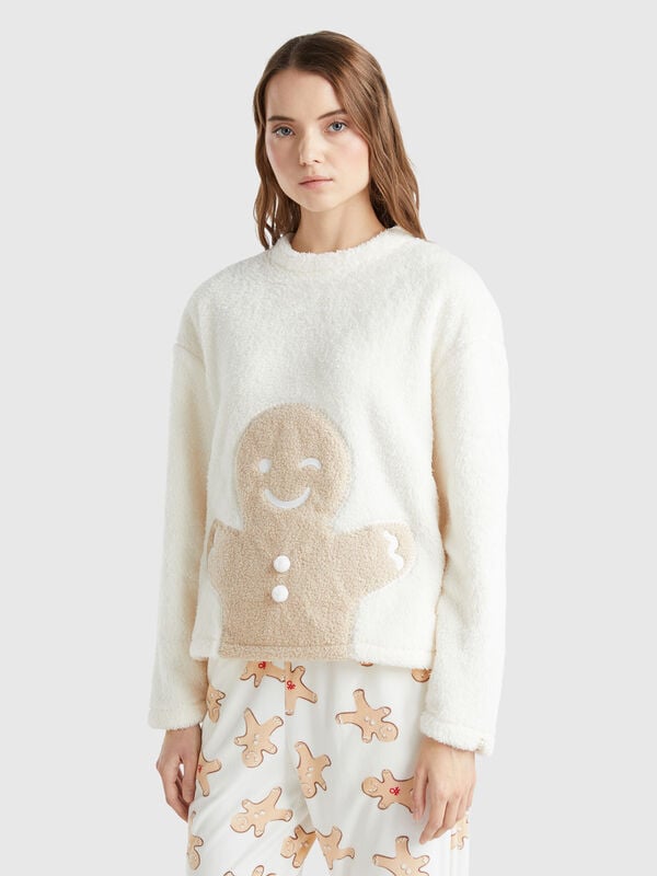 Jersey con parche de galleta de pelo Mujer