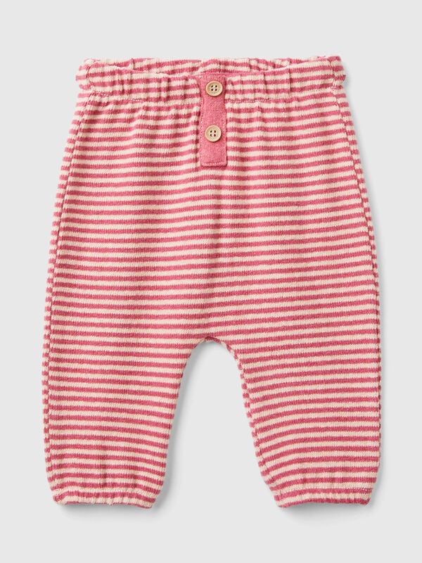 Pantalón de rayas de algodón mixto reciclado Recién nacidos