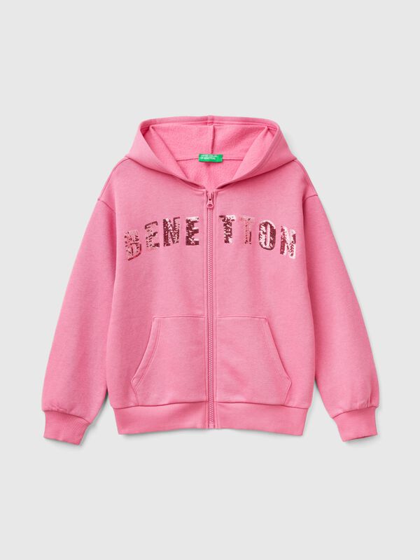 Sudadera con cremallera y lentejuelas Niña