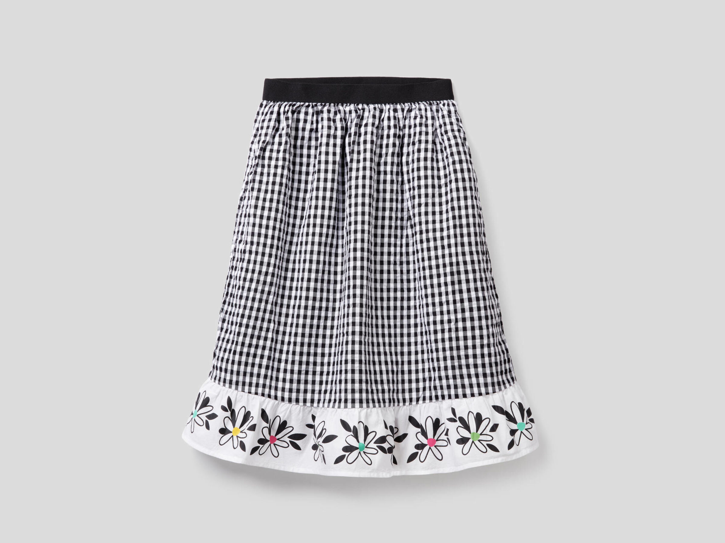 Falda larga con estampado de Vichy image number null