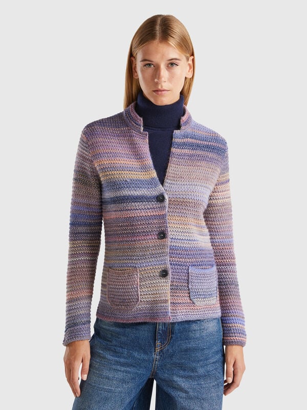 Chaqueta de punto de lana mixta multicolor Mujer