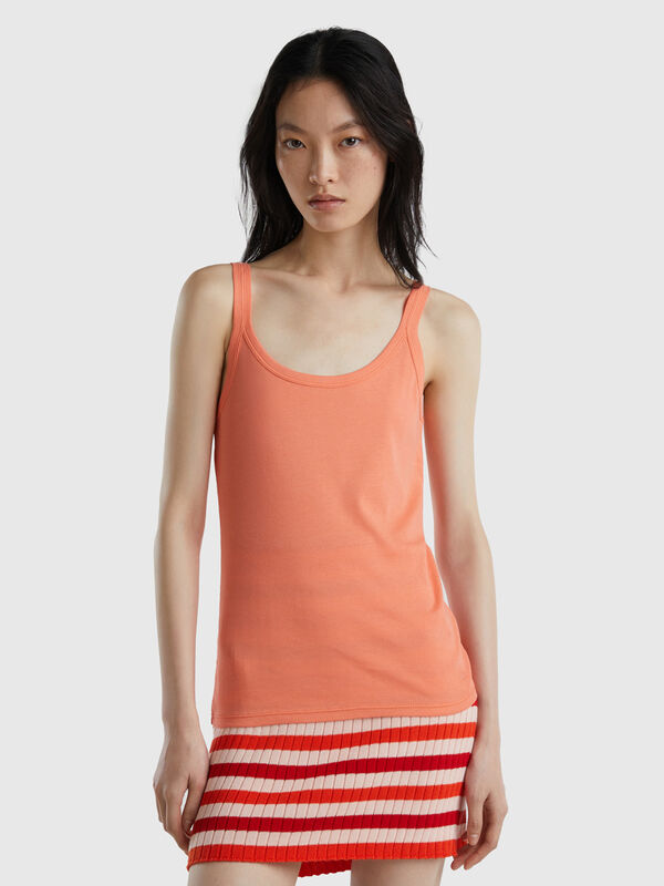 Camiseta de tirantes naranja de 100 % algodón Mujer