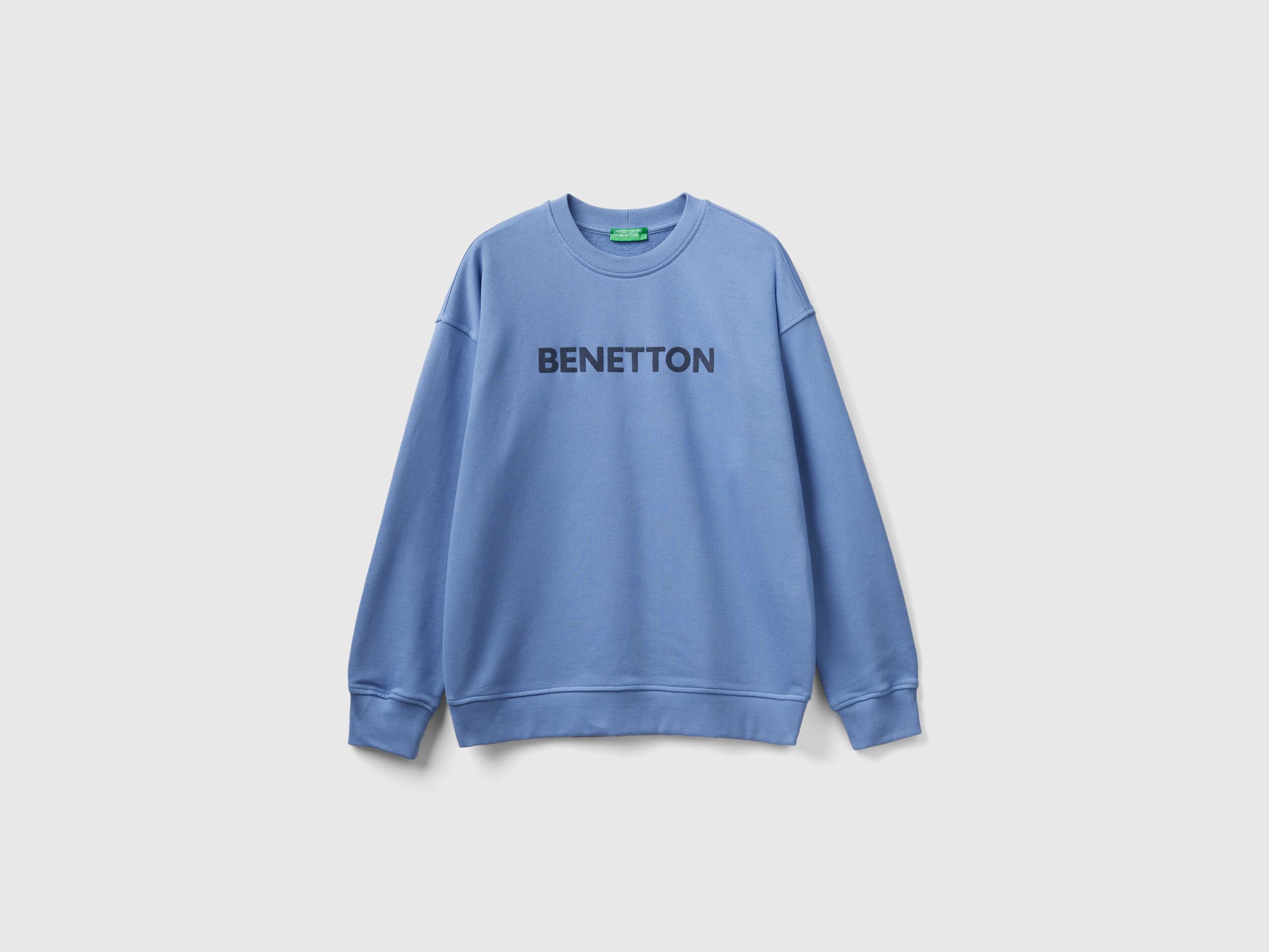 Sudadera de cuello redondo con estampado con logotipo Azul Benetton