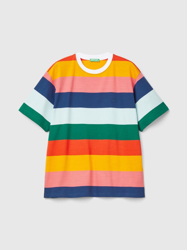 Camiseta oversize de rayas multicolores Hombre