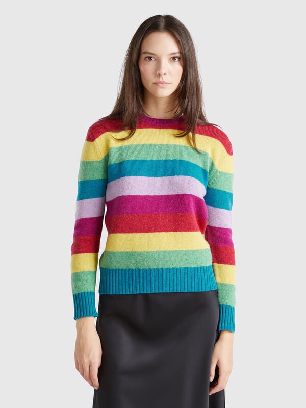 Jersey de rayas de pura lana Shetland Mujer