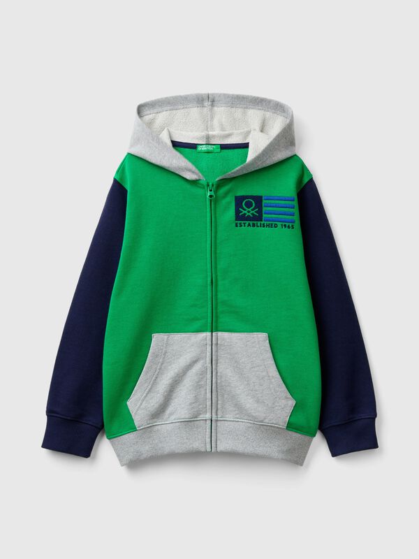 Sudadera con cremallera y bordado de logotipo Niño