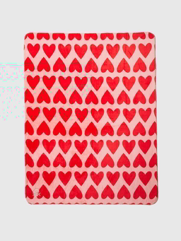 Manta de pelo sintético con corazones