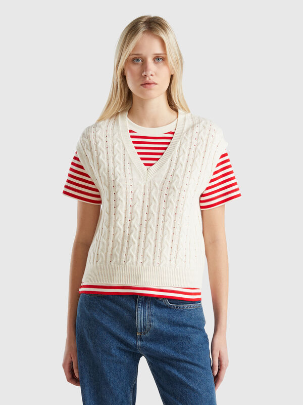 Chaleco boxy fit con ochos y perforaciones Mujer