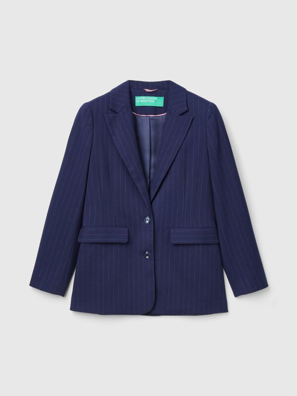 Blazer de raya diplomática de viscosa mixta Mujer