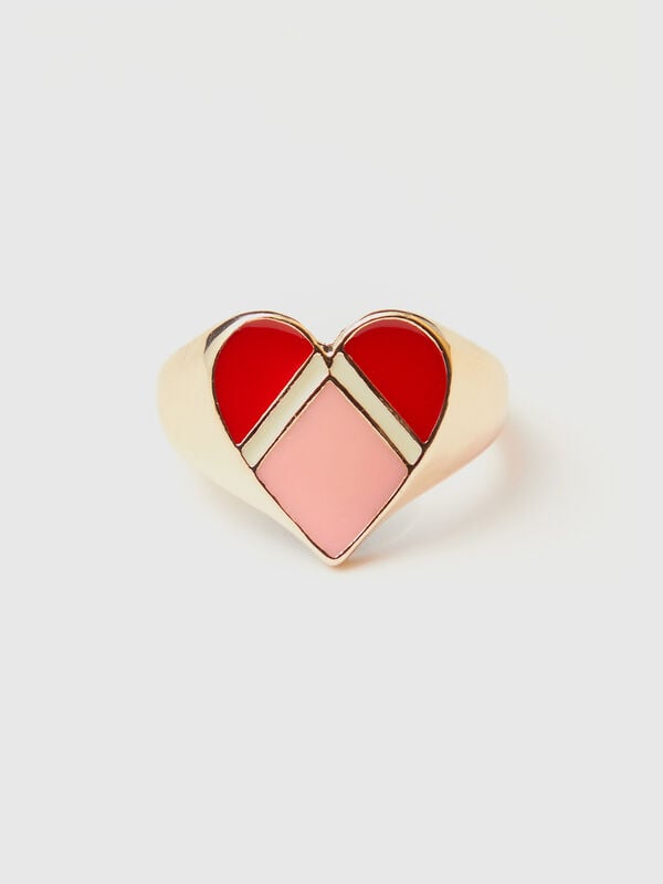 Anillo dorado con motivo de corazón Mujer